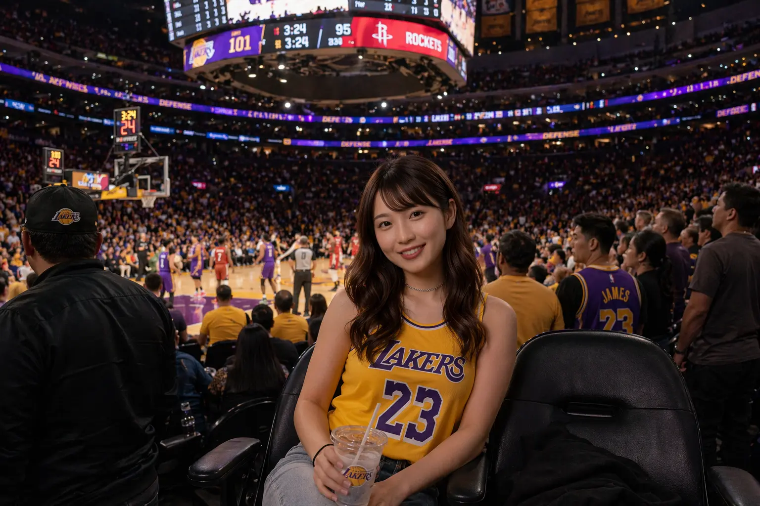Aya watching basketball