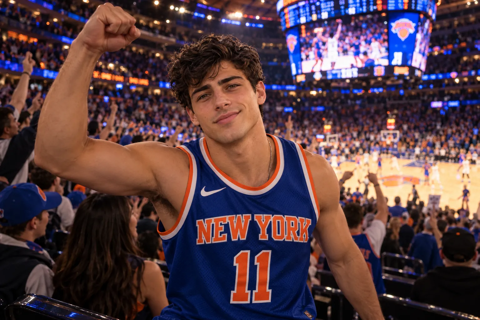 Dylan celebrating at a Knicks game